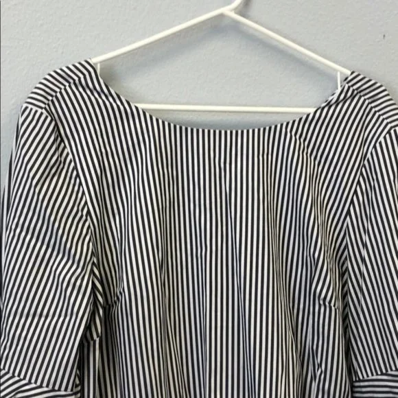 Pappagallo Gray Striped Tiered-Ruffle Sleeve Dress - Picture 3 of 10